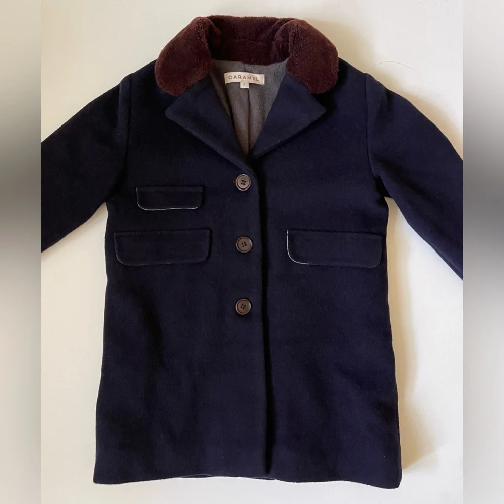 Caramel Baby & Child Boys’ Codnor Coat, Navy Melton - Size 3